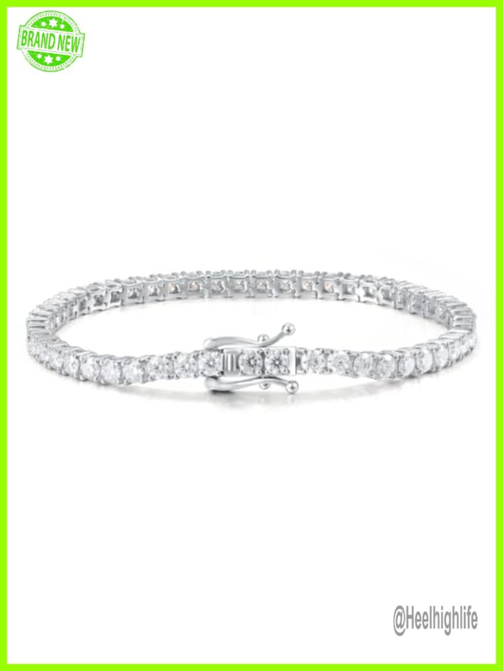 Moissanite Tennis Bracelet 18K White Gold Plated Silver 3mm D VVS1 GRA